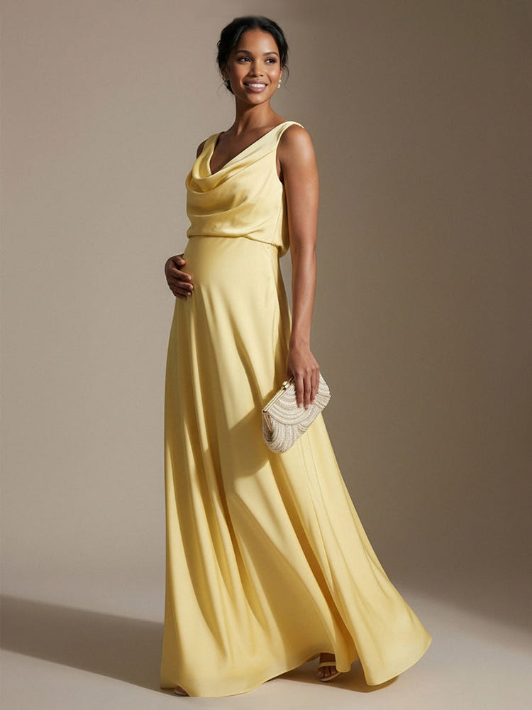 V Neck Corset A Line Satin Sleeveless Formal Dresses