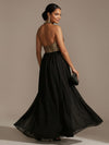 Long Halter Chiffon A Line Sequin Formal Dresses