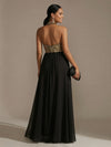 Long Halter Chiffon A Line Sequin Formal Dresses