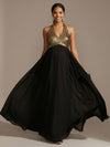 Long Halter Chiffon A Line Sequin Formal Dresses