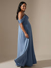 Ruched Satin A Line Cowl Neck Formal Dresses