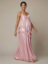 Sequin Spaghetti Straps A Line V Neck Formal Dresses with Ruffles