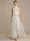 Chiffon A Line Halter Polka Dot Formal Dresses