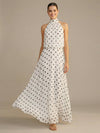 Chiffon A Line Halter Polka Dot Formal Dresses