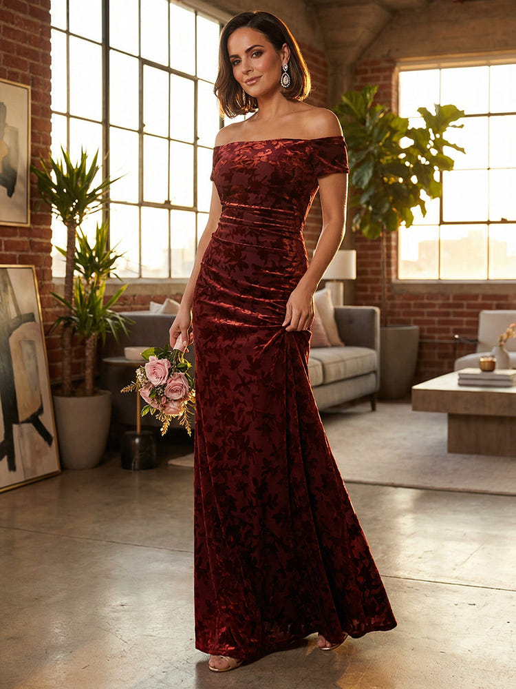 Long Velvet Off the Shoulder Mermaid Formal Dresses