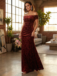 Long Velvet Off the Shoulder Mermaid Formal Dresses