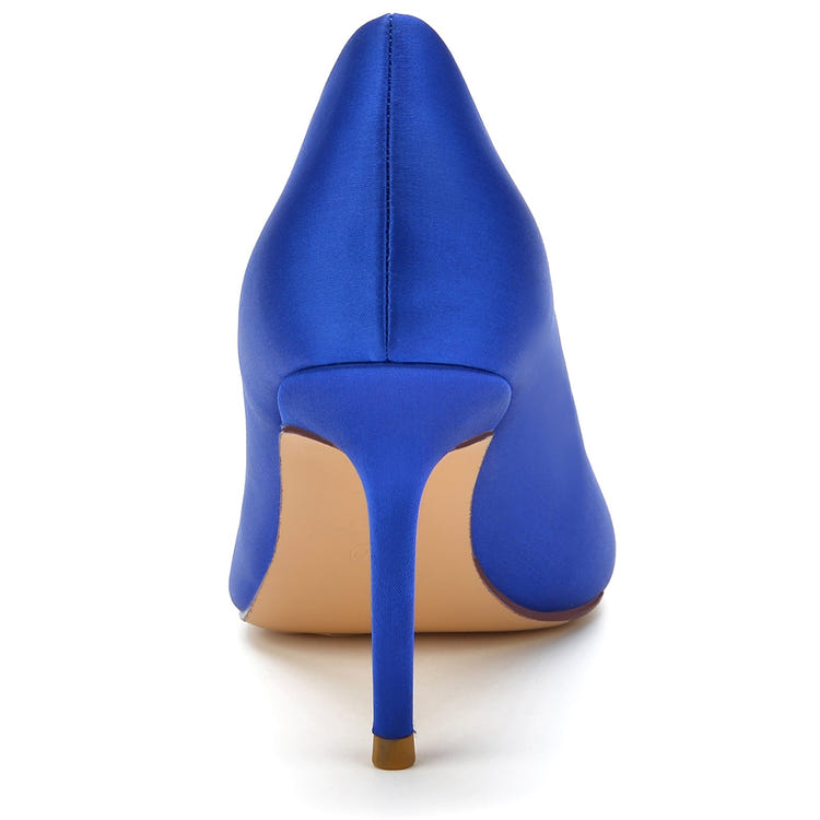 Women's Silk Satin Pointed Toe High Heel Simple Wedding Party Shoes