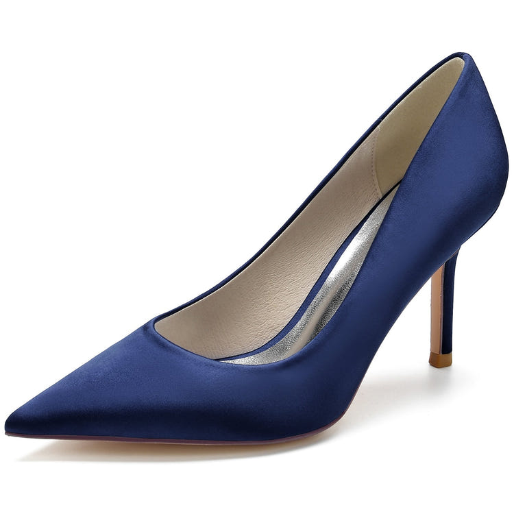 Women's Silk Satin Pointed Toe High Heel Simple Wedding Party Shoes