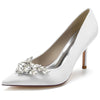 Floral Rhinestone Closed Toe High Heel Wedding Party Shoes for Women