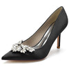 Floral Rhinestone Closed Toe High Heel Wedding Party Shoes for Women