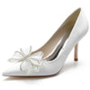 Pointed Toe High Heel Wedding Party Shoes with 3D Rhinestone Bow
