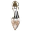 Pointed Toe High Heel Elegant Wedding Party Shoes with Rhinestone Flower