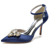 Delicated Rhinestone Closed Toe High Heel Wedding Party Shoes with Buckle