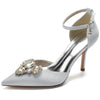 Delicated Rhinestone Closed Toe High Heel Wedding Party Shoes with Buckle