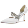 Women's Pointed Toe Stiletto Heel Wedding Party Shoes with Rhinestone Fringe