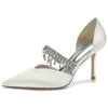 Women's Pointed Toe Stiletto Heel Wedding Party Shoes with Rhinestone Fringe