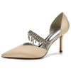 Women's Pointed Toe Stiletto Heel Wedding Party Shoes with Rhinestone Fringe
