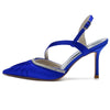 Women's Closed Toe Pleated Buckle Wedding Party Sandals with Rhinestone