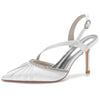 Women's Closed Toe Pleated Buckle Wedding Party Sandals with Rhinestone