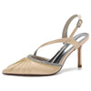Women's Closed Toe Pleated Buckle Wedding Party Sandals with Rhinestone