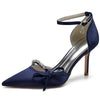 Women's Pointed Toe High Heel Buckle Wedding Party Shoes with Bow
