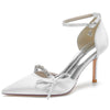 Women's Pointed Toe High Heel Buckle Wedding Party Shoes with Bow