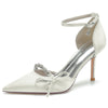 Women's Pointed Toe High Heel Buckle Wedding Party Shoes with Bow