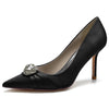Women's Pleated Pointed Toe Elegant Wedding Party Shoes with Rhinestone