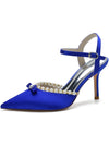 Women's Bow Pointed Toe High Heel Buckle Wedding Party Sandals with Pearls
