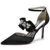 Women's Closed Toe High Heel Buckle Ruffled Party Shoes with Rhinestone