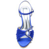 Women's Ruched Peep Toe Kitten Heel Buckle Party Shoes with Rhinestone