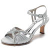 Women's Ruched Peep Toe Kitten Heel Buckle Party Shoes with Rhinestone