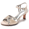 Women's Ruched Peep Toe Kitten Heel Buckle Party Shoes with Rhinestone