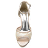 Women's Lace Peep Toe Mid Heel Buckle Wedding Party Shoes