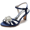Women's Opened Toe Mid Heel Wedding Party Shoes with Rhinestones