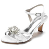 Women's Opened Toe Mid Heel Wedding Party Shoes with Rhinestones