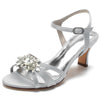 Women's Opened Toe Mid Heel Wedding Party Shoes with Rhinestones