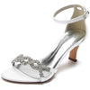 Women's Opened Toe Rhinestone Crossed Straps Buckle Wedding Party Shoes