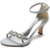 Women's Opened Toe Rhinestone Crossed Straps Buckle Wedding Party Shoes