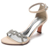 Women's Opened Toe Rhinestone Crossed Straps Buckle Wedding Party Shoes