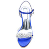 Women's Peep Toe Ankle Strap Mid Heel Wedding Sandals with Pearls