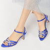 Women's Peep Toe Mid Heel Ankle Strap Elegant Party Sandals with Cutout