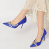 Women's Closed Toe High Heel Elegant Wedding Shoes with Leaf Rhinestones