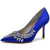 Women's Closed Toe High Heel Elegant Wedding Shoes with Leaf Rhinestones