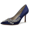 Women's Closed Toe High Heel Elegant Wedding Shoes with Leaf Rhinestones