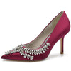 Women's Closed Toe High Heel Elegant Wedding Shoes with Leaf Rhinestones