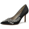 Women's Closed Toe High Heel Elegant Wedding Shoes with Leaf Rhinestones