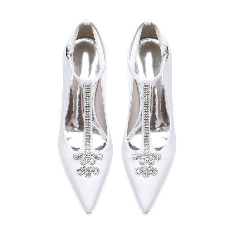 Women's Rhinestone High Heel Ankle Straps Chic Wedding Shoes