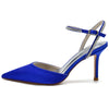 Women's Elegant Pointed Toe High Heel Rhinestone Ankle Strap Pumps