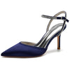 Women's Elegant Pointed Toe High Heel Rhinestone Ankle Strap Pumps
